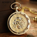 Luxury Antique Skeleton Mechanical Pocket Watch Men Steampunk Mechanical Fob Watches Clock Pendant Hand-winding Relogio De Bolso MegaBDM