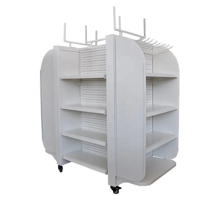 Double-Sided Metallic Supermarket Gondola Shelving Racks with Perforated Panels Light Duty 50-150kg Capacity