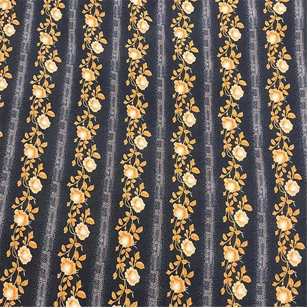 Top Quality Elegant Vintage Printed Stripe Flower 100% Natural Silk Crepe De Chine Fabric for Lady Shirt Dress