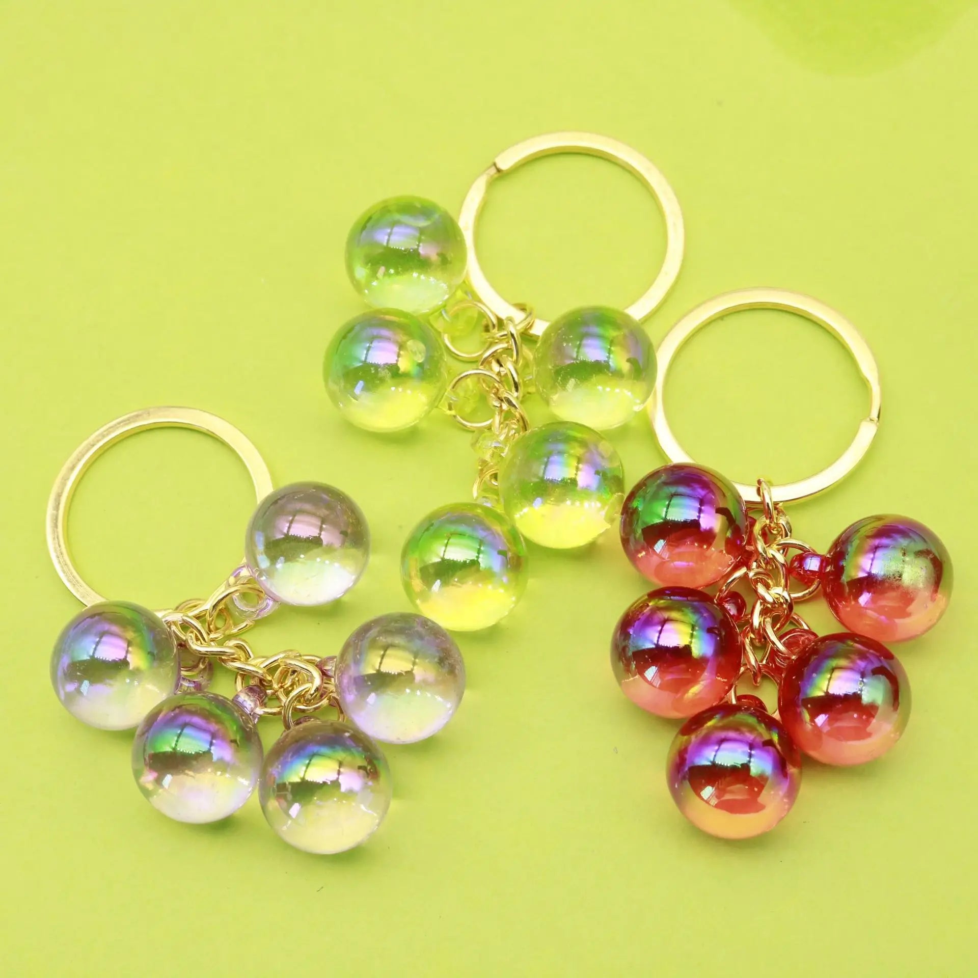 Iridescent Side Hole Acrylic & Metal Large Hole Beads Keychain Pendant Bottle Opener Keychain Unique Decoration Jewelry Material