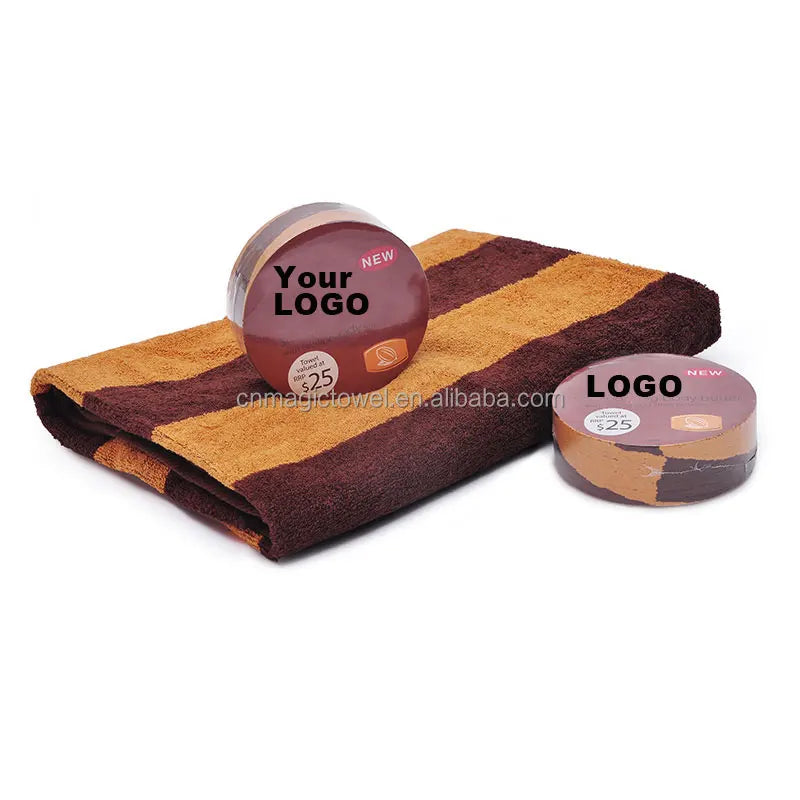 Small MOQ Wholesale Travel Magic Big Size Large Customized Shape Printing logo Luxury Cotton Bath Compressed Beach Towel