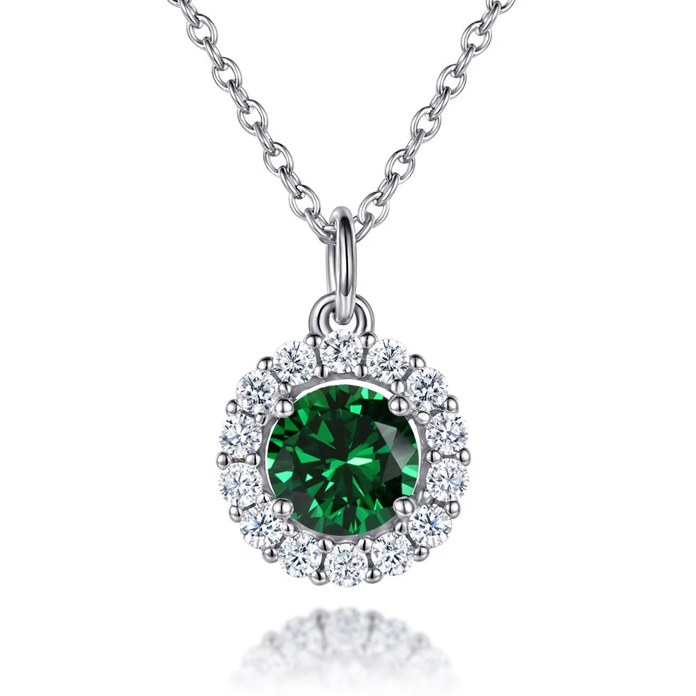 925 Sterling Silver Fine Jewelry Wholesale 12 Months Emerald Birthstone Pendant Necklace