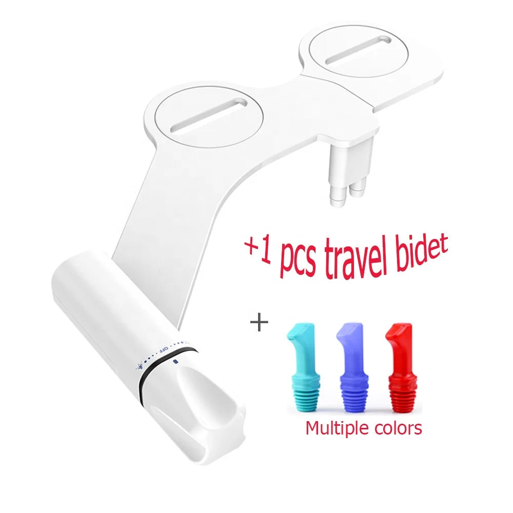 HaoEhhl HJ008G03 Slim Bidet Toilet Detachable ABS Plastic Dual Retractable Nozzles Non Mechanical Cold Water Bidet Attachment