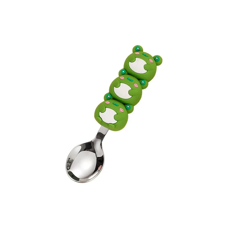 Hot Selling Luxury Stainless Steel Titanium Reusable Flatware Cutlery Set Sustainable Kids Animal Dinner Spoons Forks for