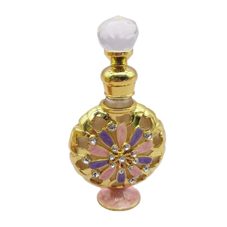 15ml Red Arab Patented Chrysanthemum Flower Metal Perfume Bottle Essential 0il Attar Glass Refillable Bottles Factory Outlet