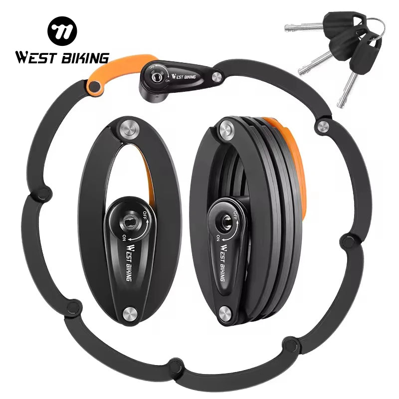 WEST BIKING Anti-Theft Bicycle Folding Lock Alloy Steel Foldable Bike Locks Portable Bicycle Accessories Motorcycle Lock
