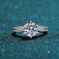 Classic Silver 925 Original 0.5-2 Carat Diamond Test Past  Round Excellent Cut Sparkling Moissanite Star Queen Gemstone Ring