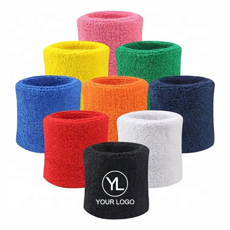 Custom Logo Cotton Terry Cloth Sweat Wristband Sports Wrist Band Tennis Sweatband for Outdoor Events