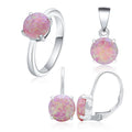 Simple Fashion Women Round Pink Opal Jewelry Set New Trends 925 Silver Gold and Rhodium Plated for Parties and Gifts