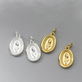 Fashion 925 Sterling Silver Engrave Tulip Oval Disc Charm Pendant for Bracelet Necklace Making