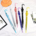 Mixed Color Clear Transparent Rain Umbrella PVC Rain Dome Wedding Party Umbrella Adult Long Handle Straight Stick Small Umbrella