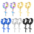 Buckle Earrings Cross Tassel Earrings Vacuum Electroplated Ear Clip Trend Street Beat Advanced Sense Earrings