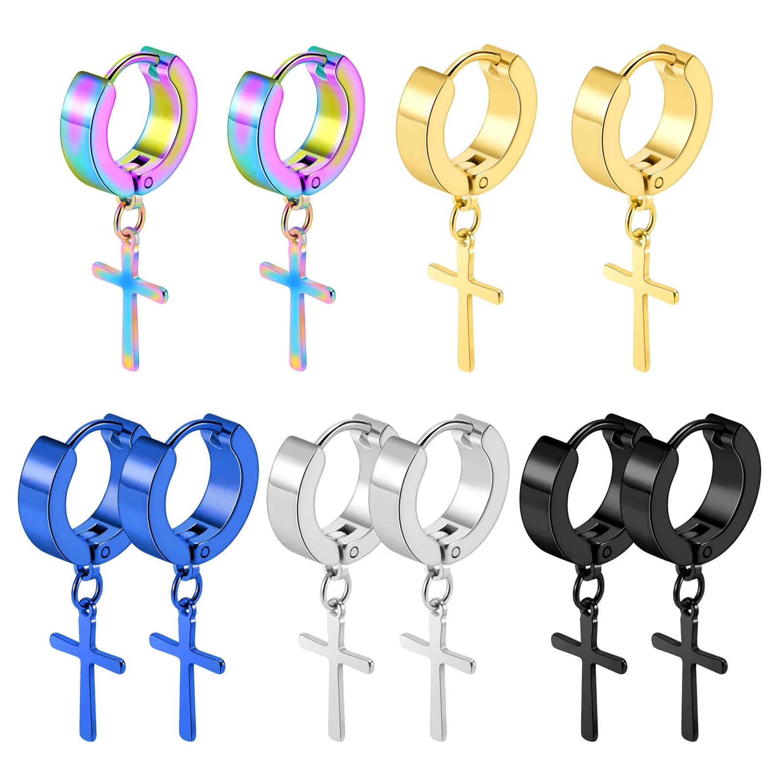 Buckle Earrings Cross Tassel Earrings Vacuum Electroplated Ear Clip Trend Street Beat Advanced Sense Earrings