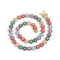 Hip Hop 9mm Colorful Flower Zircon Tennis Necklace Gold Plated Copper Chain Choker Women Party Jewelry Gift