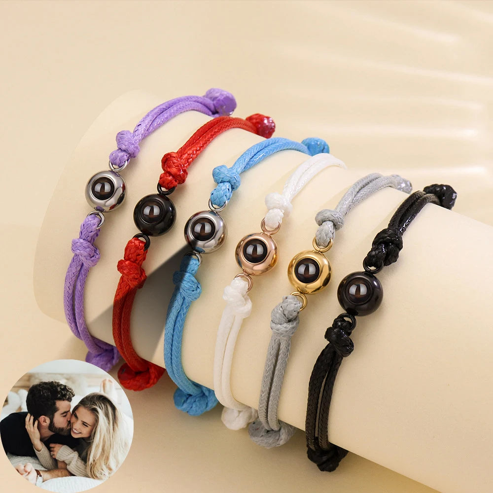 Wholesale Supplies Personalised Custom  Projection Photo Rope Bracelet Women Men Bracelets