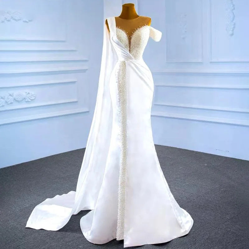 Jancembe RSM67238 Pearls Bridal Gowns Wedding Dress Long  Wedding Dresses