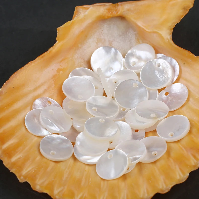 10mm White Natural Mother of Pearl Shell Beads Charms Round MOP