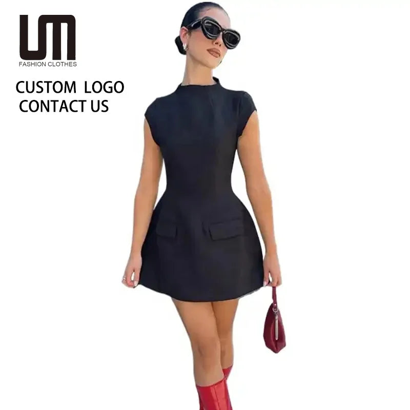 Liu Ming Elegant Summer Bodycon Mini Dress for Women Sexy Office Outfit & Birthday Party Prom Eco-Friendly Solid Pattern