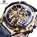 Forsining Men Luxury Open Work Series Top New Luxury Transparent Case Self-Winding Watches Automatic Clock Skeleton Watches
