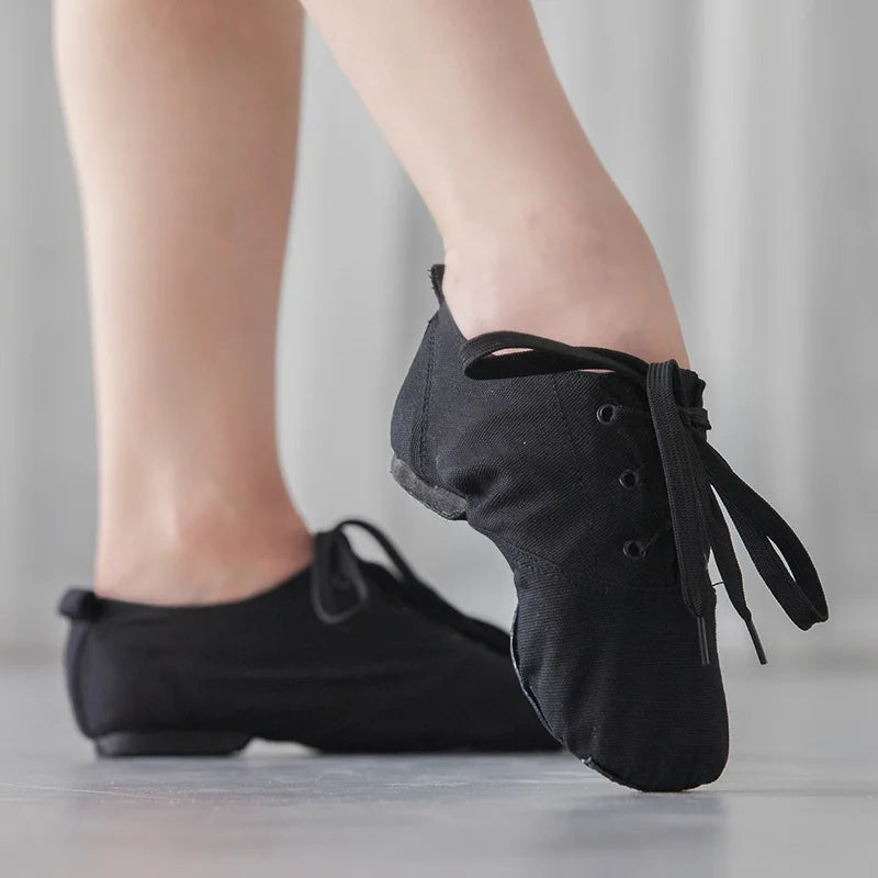 Cheap Unisex Women Men Full Size Black Red White Pink Canvas Low Heel Jazz Dance Shoes