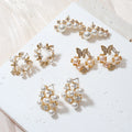 Trendy Romantic Luxury Butterfly Pearl Stud Earrings for Women Zircon Stone Copper Jewelry with Customized Plating Setting