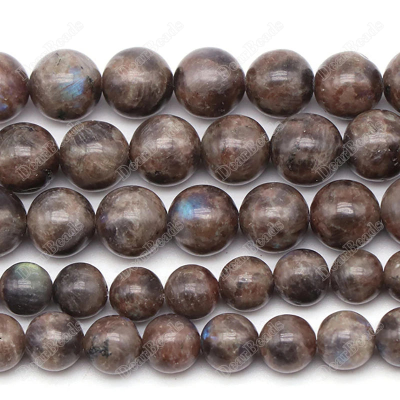 Natural Brown Coffee Labradorite Beads Round Polished Blue Flashy Labradorite Beads for Jewelry Making 6mm 8mm 10mm