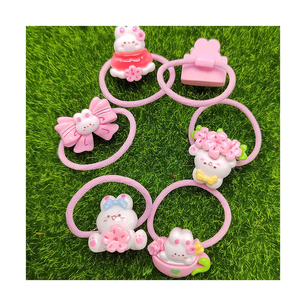 Rabbit Hair Accessories Cartoon Animal Flower Hair Rope Hairclips Kids Girl Women DIY Headwear Embellishment