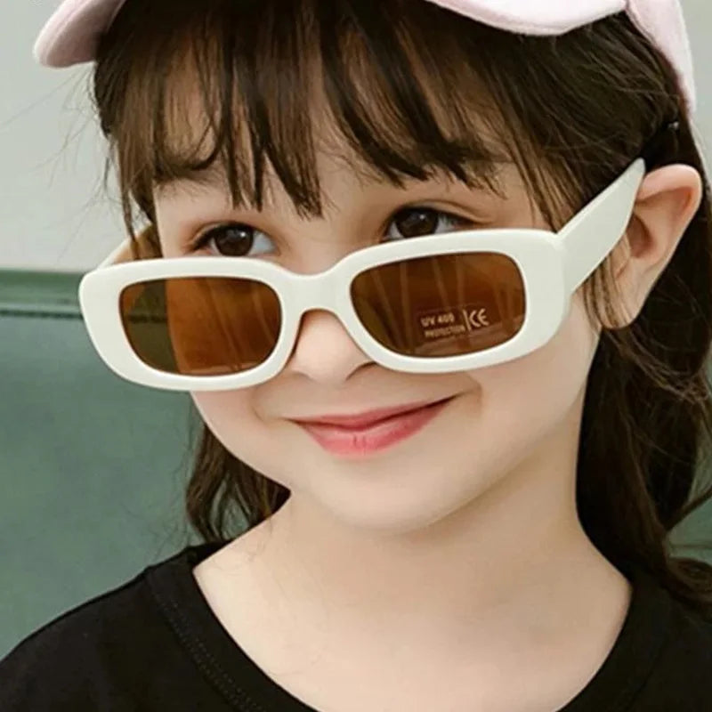 UNOC 2022 Luxury Brand Travel Vintage Retro Square UV400 Sunglasses White Red for Boys and Girls Children