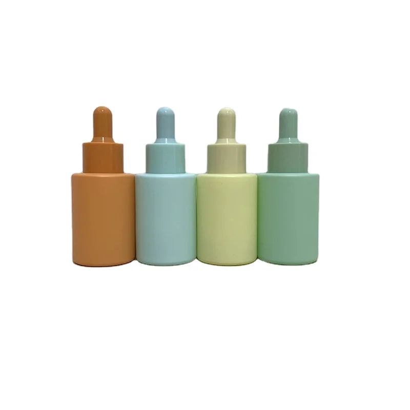 Frosted 1 oz 1oz 30 ml 30ml Flat Shoulder Cylinder Glass Dropper Bottle for Serum Essential Oil