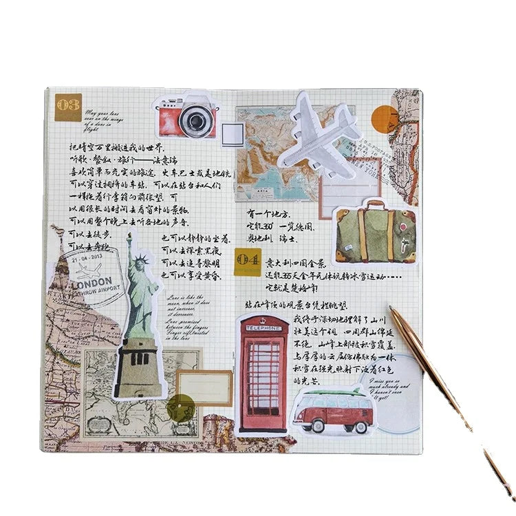 Lovely Old Time Travel Sticky Notes Cute Memo Paper Pad School Supplies Student Stationery Message Label Party Gift