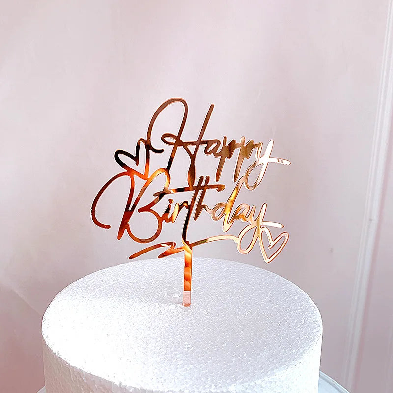Fashionable Gold Happy Birthday Cake Topper Happy Birthday Cake Topper Gold Wholesale Cake Topper for Wedding MegaBDM