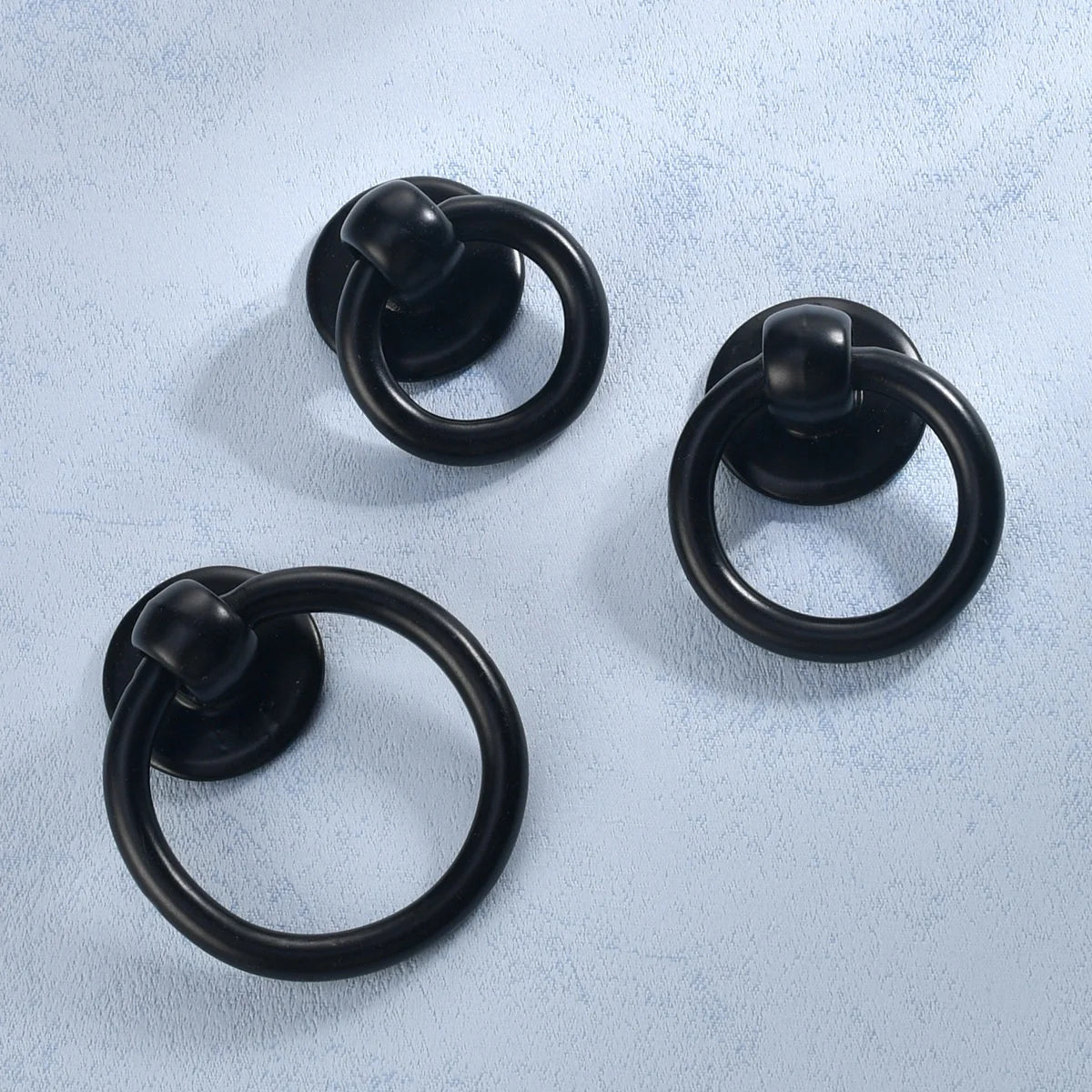 Black Traditional Kirsite Small Drawer Pulls for Home Bar Hotel Apartment Wardrobes and Cabinets Single-Hole Round Pull Ring