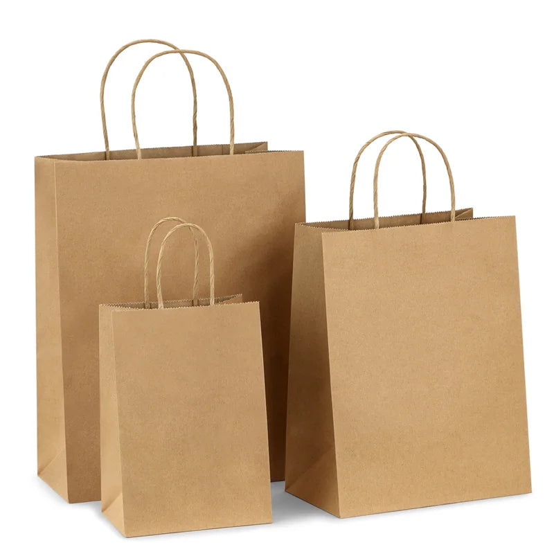 Fast Food Paper Bag Plain Cheap Brown Paper Bags with Handles
