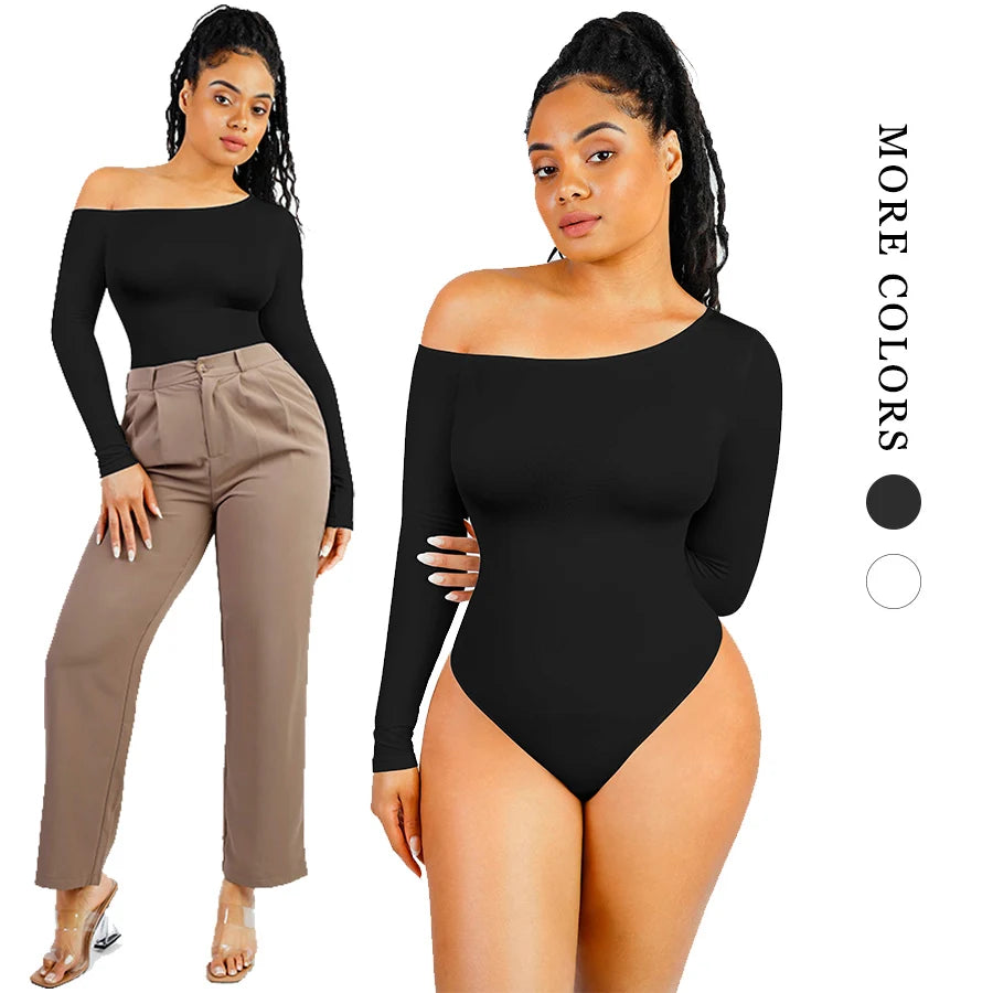 Hexin 2023 Custom Service Tummy Control Bodysuit Slimming Sexy Compression Long Sleeve Bodysuit for Women