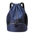 Polyester Custom logo Waterproof Casual Sports Bag Gym Drawstring Backpack Basketball Backpack with Shoe Compartment