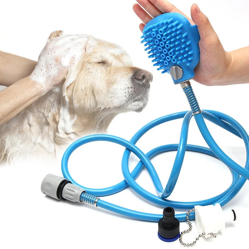 Custom Logo Silicone Pet Grooming Brush Massage Dog Cat Bathing Tool Rubber Shower Scrubber for Hair Removal