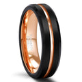 OAHLAN 6mm/8mm Customized Brushed Black Plated Rose Gold Inlay Tungsten Carbide Rings for Men Women Wedding Engagement Gift