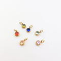 DIY 12 Months Color Birthstone Pendant Zirconia Charm Stainless Steel Gold Plated Color Stone Accessories Birthday Gift