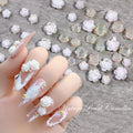 30pcs/pack New Magic Light Change Resin Camellia Flower Nail Jewelry White Aurora Camellia 3D Nail Art Jewelry
