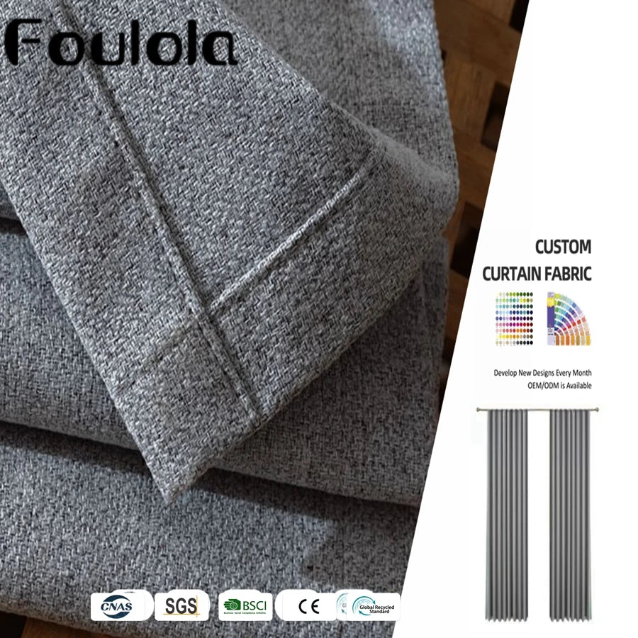 Ready Stock All Our Website Factory Supply Designs Linen Blackout Curtain Fabric with Window