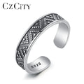 2026 CZCITY Thai Silver Class Chunky Turkish Man Stylish Boy Finger Black Silver Vintage Punk Metal Ring