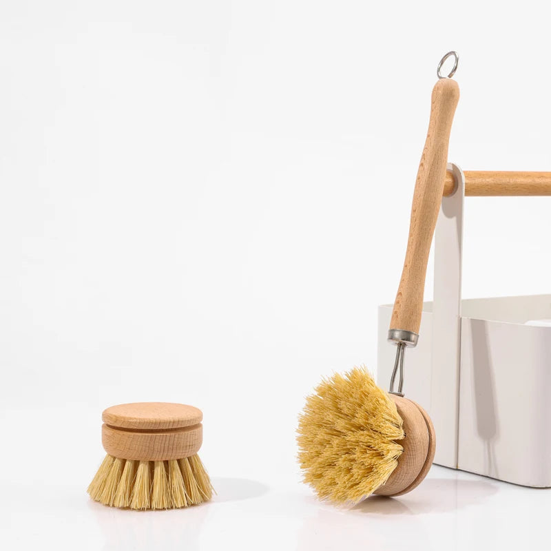 High Quality All-Natural Eco-Friendly Wooden Bamboo Sisal Cleaning Brush for Kitchen Use on Dishes Bottles Pots