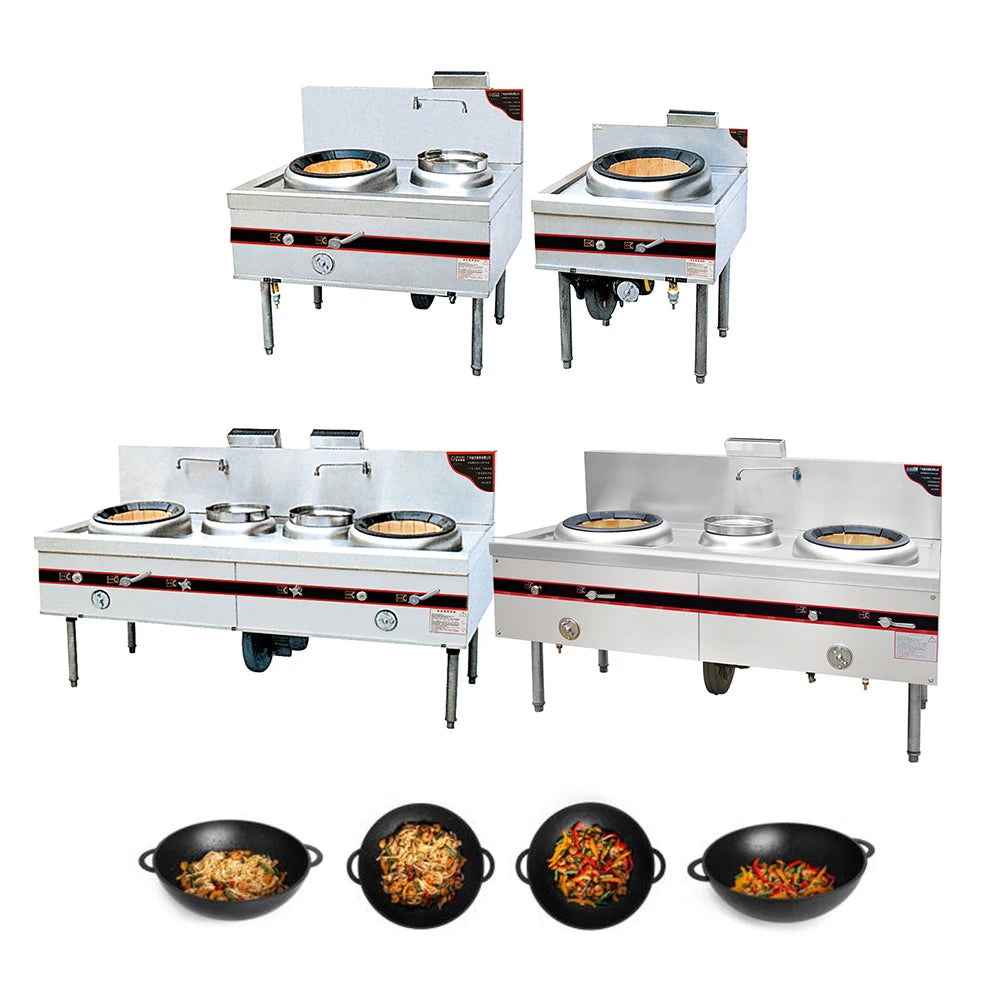 Commercial Kitchen Stainless Steel Chinese Cooking Gas Wok Cooker Stove Burner