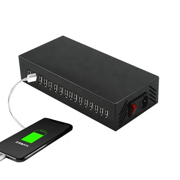 16-Port Fast USB Charger Hub Desktop Charging Station for Offices/Schools/Cafes