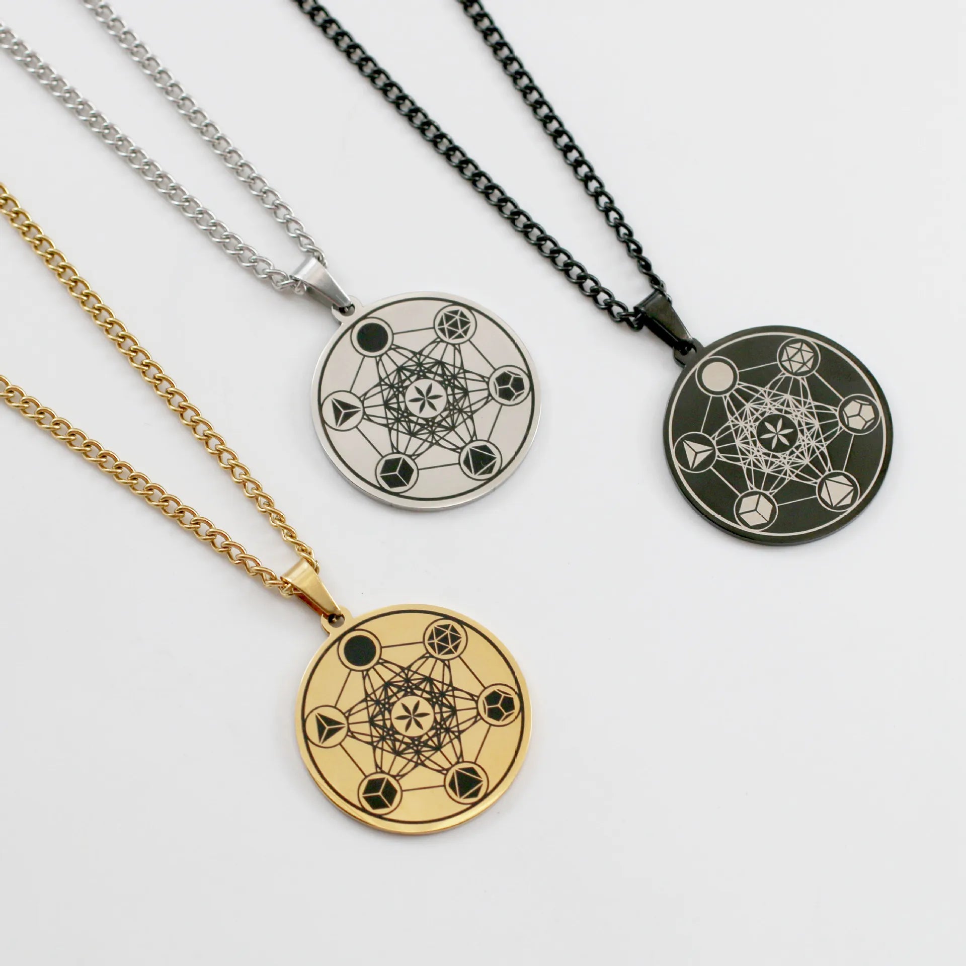Waterproof Stainless Steel Metatron Black Gold Coin Pendant Solomon venus Hip Hop Necklace Jewelry Unisex for Women and Men