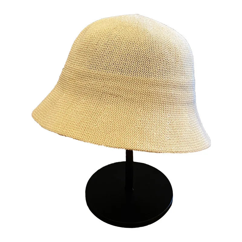 Japanese Bucket Hat Fisherman Caps Summer Straw Hat Small Brim Female Outdoor Beach Fashionable Foldable Hat