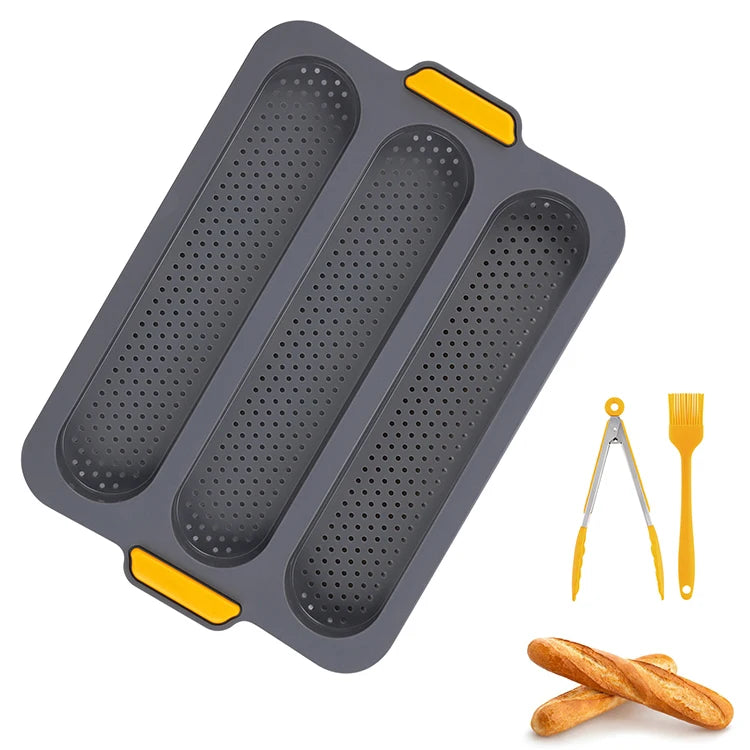 Top Seller Silicone Nonstick Baguette French Bread Mold Cake Mold Baking Tray Food Clip Oil Brush Baking Tool Set
