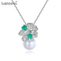 LUOTEEMI Pendant Flower Chain New Woman Jewelry Fashion Charm Statement Designer Girl Trendy Necklace