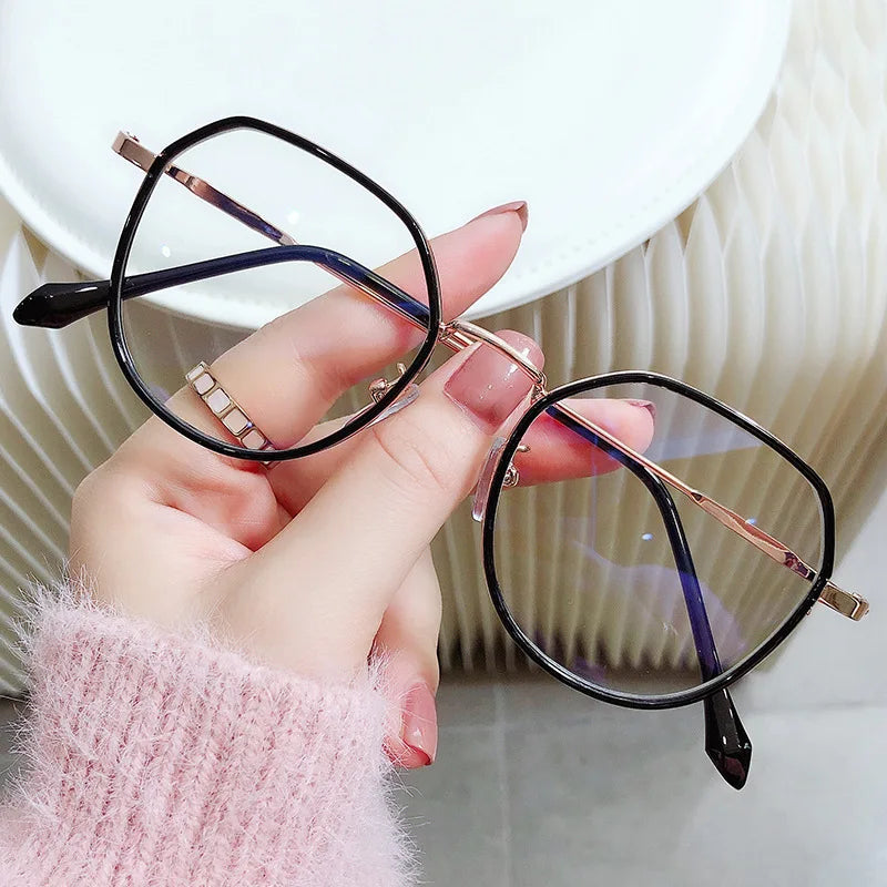 Wholesale Unisex Optical Frame Myopia Glasses with Large Anti-Blue Light Metal Frame
