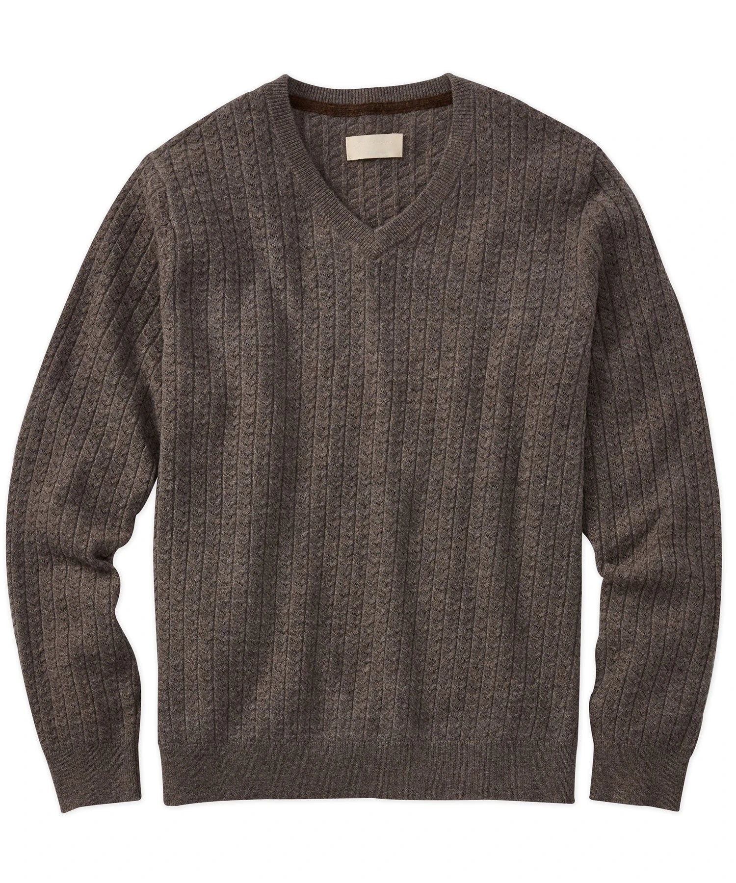 Wool Cable V-Neck Sweater for Men Winter Knitwear Anti-Wrinkle Anti-Shrink Breathable Warm Front Print Pattern